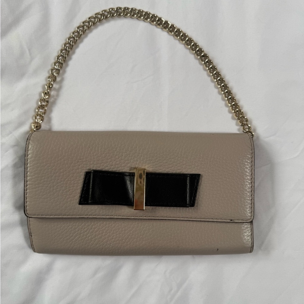 Kate Spade Tan and Black Wallet with Bow Detail